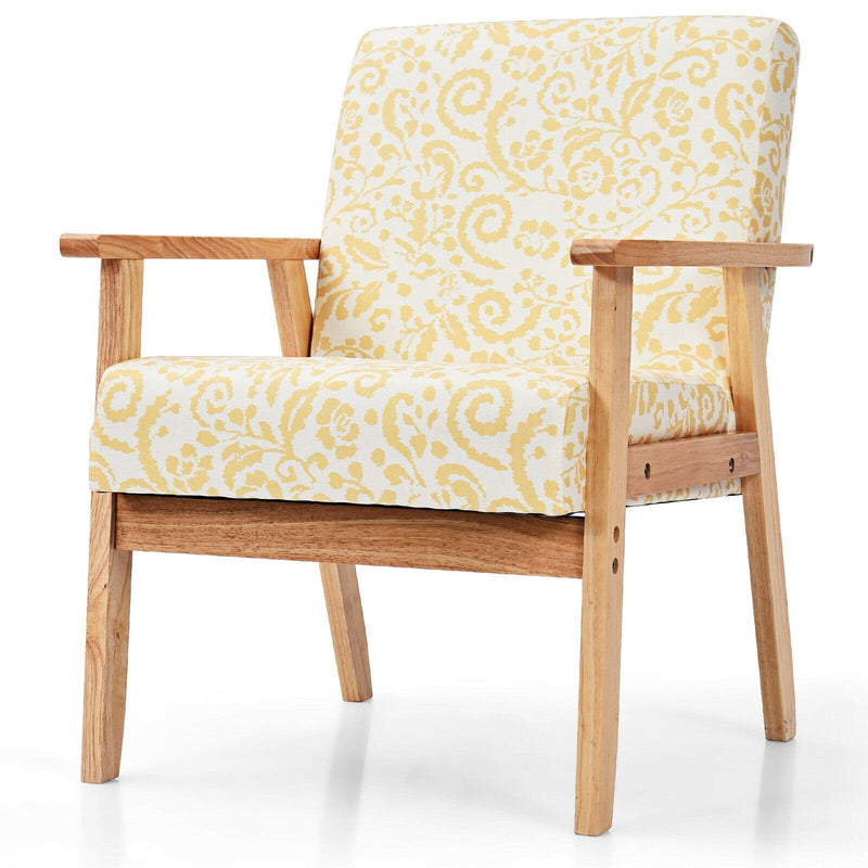 Accent Fabric Armchair with Rubber Wood Leg