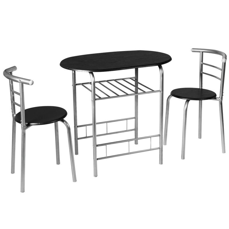 3 Pcs Home Kitchen Bistro Pub Dining Table 2 Chairs Set