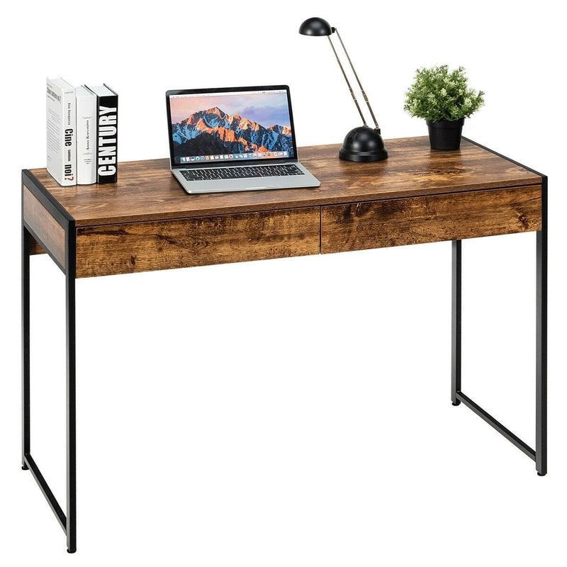 2-Drawer Computer Desk Study Table Home Office Writing Workstation