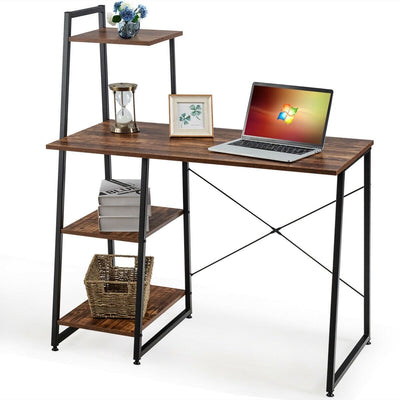 Compact Computer Desk Workstation with 4 Tier Shelves