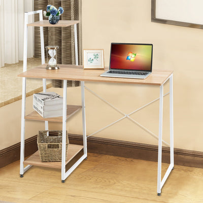 Compact Computer Desk Workstation with 4 Tier Shelves