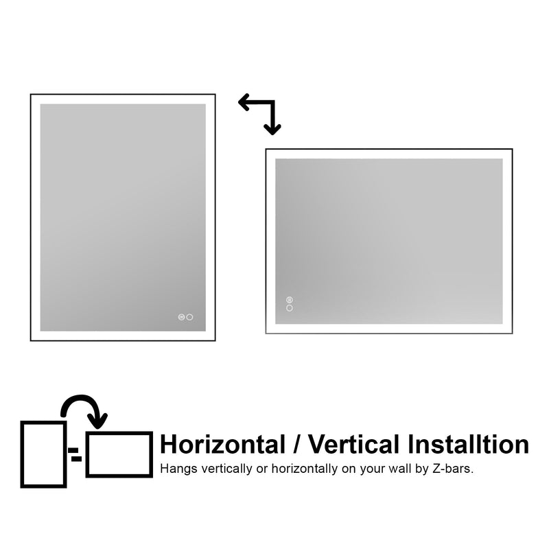 24 in. W x 32 in. H Aluminium Framed Rectangular LED Light Bathroom Vanity Mirror