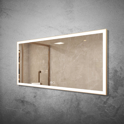 60 in. W x 28 in. H Aluminium Framed Rectangular LED Light Bathroom Vanity Mirror