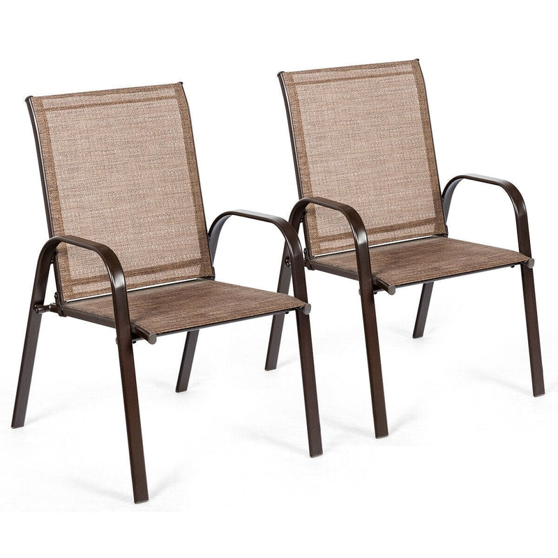 2 Pcs Patio Outdoor Dining Chair with Armrest