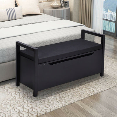 Rectangular Shoe Storage Bench with Cushioned Seat