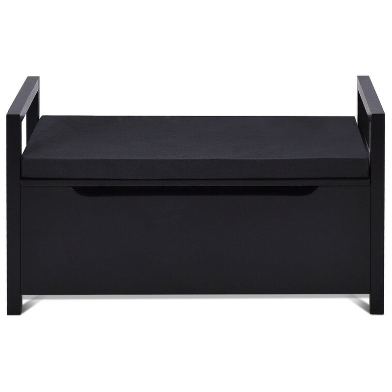 Rectangular Shoe Storage Bench with Cushioned Seat