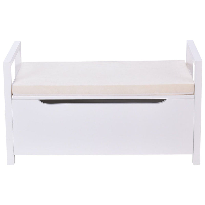 Rectangular Shoe Storage Bench with Cushioned Seat