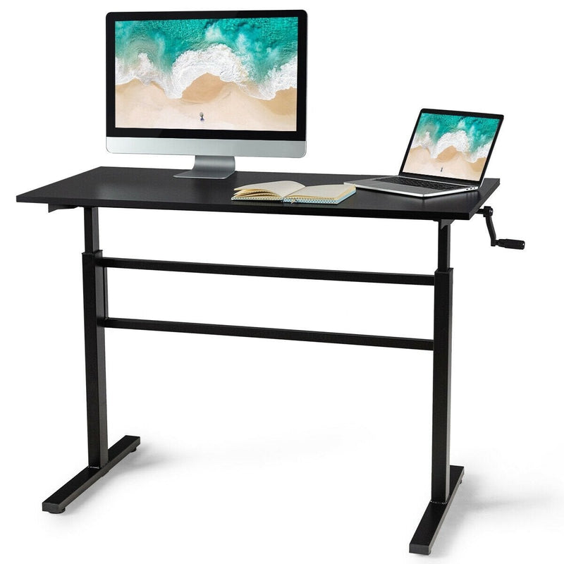 Height Adjustable Sit to Stand Desk with Crank Handle