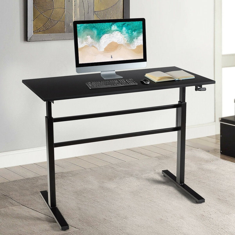 Height Adjustable Sit to Stand Desk with Crank Handle