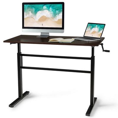 Height Adjustable Sit to Stand Desk with Crank Handle