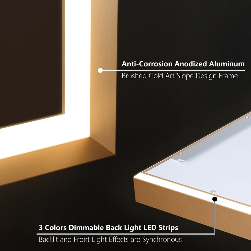 60 in. W x 28 in. H Aluminium Framed Front and Back LED Light Bathroom Vanity Mirror