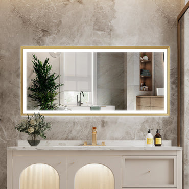 60 in. W x 28 in. H Aluminium Framed Front and Back LED Light Bathroom Vanity Mirror