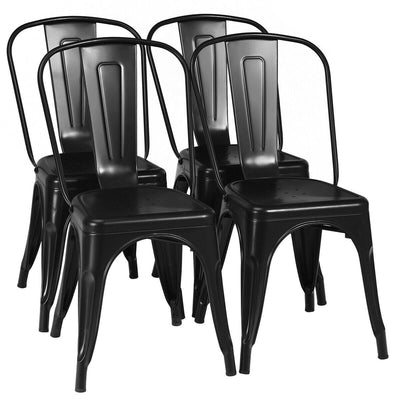 4 Pcs Modern Bar Stools with Removable Back and Rubber Feet