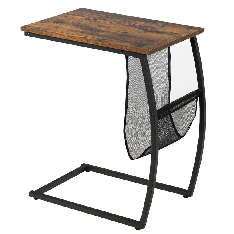 Chic C-shaped Side Table with Pocket