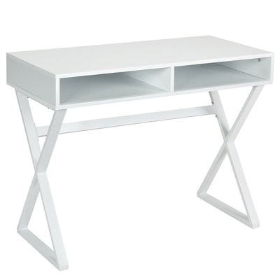 Vanity Table with Two Open Storage and X-shaped Legs