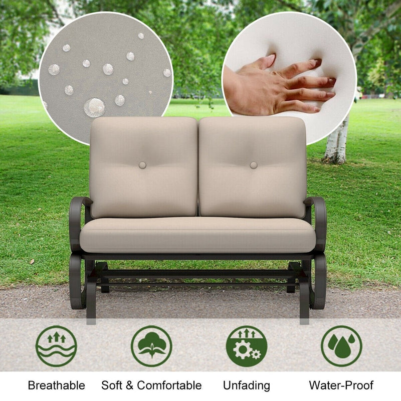 2-person Glider Rocking Bench Loveseat with Removable Cushion