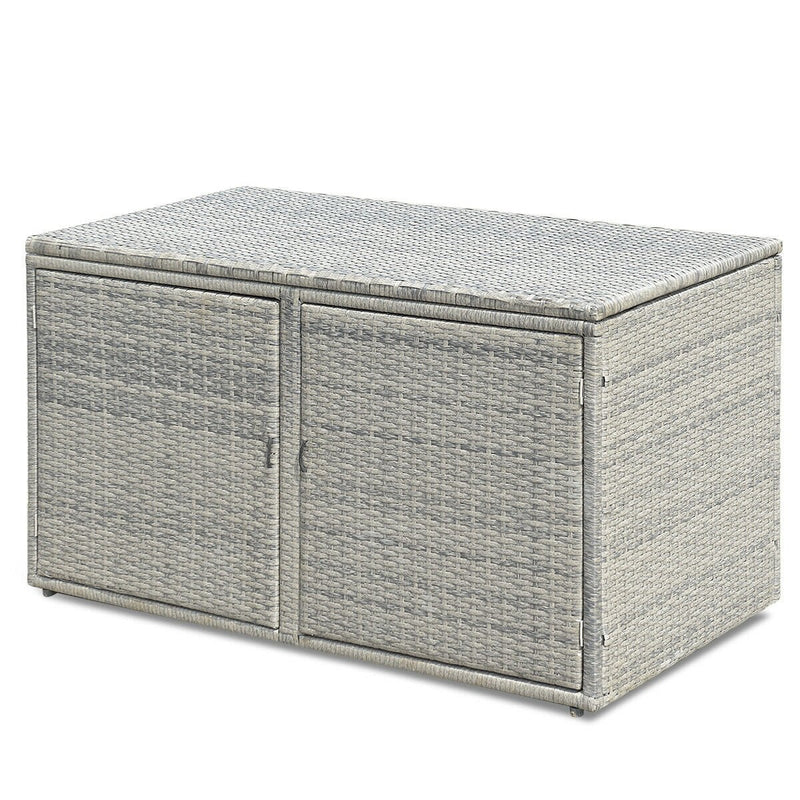 Garden Patio Rattan Multipurpose Deck Box 88 Gallon-Gray