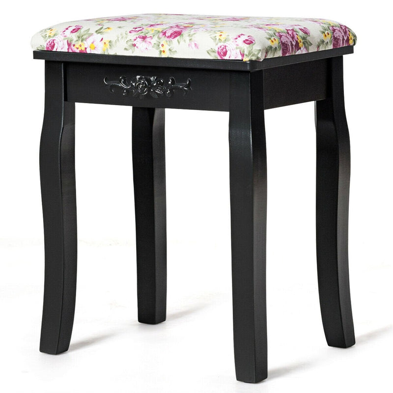 Wood Dressing Padded Stool Piano Seat with Rose Cushion