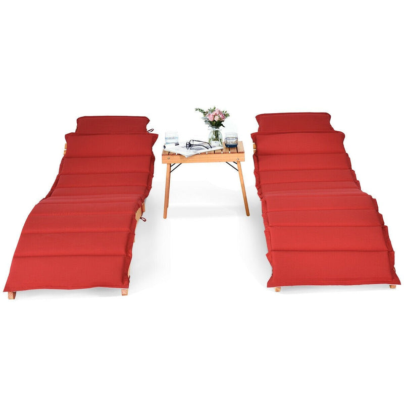 3 PCs Folding Lounge Chair Table Set with Carrying Handle