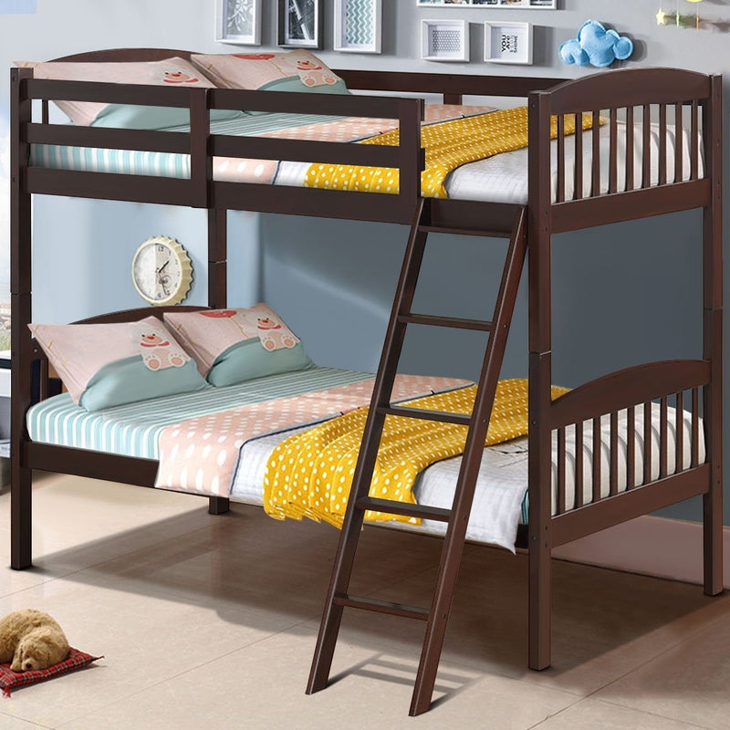 Hardwood Bunk Beds with Kid Bed Ladder