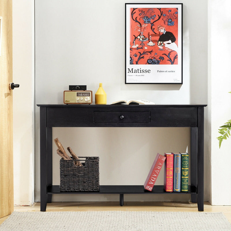 Console Sofa Side Accent Table with Drawer Shelf