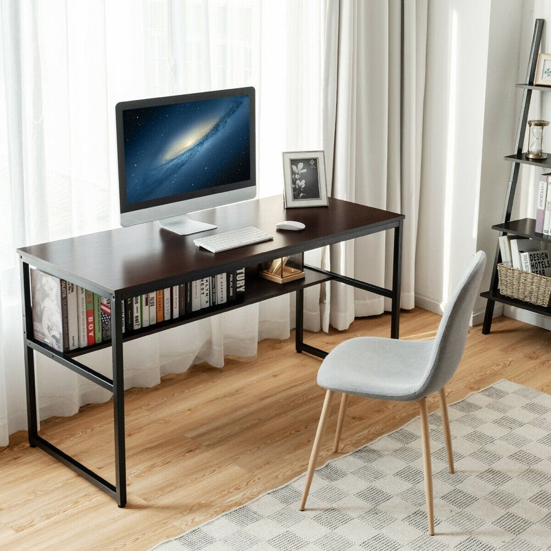 55" Computer Desk Writing Table Workstation with Bookshelf