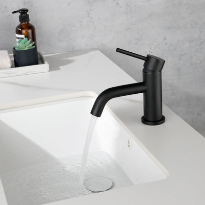 One Handle Single Hole Bathroom Faucet in Matte Black