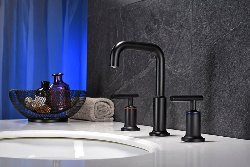 8 in. Widespread 2-Handle Bathroom Faucet with Supply Lines in Matte Black