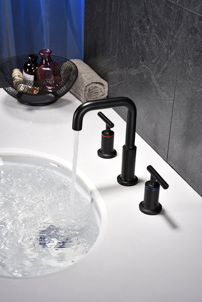 8 in. Widespread 2-Handle Bathroom Faucet with Supply Lines in Matte Black