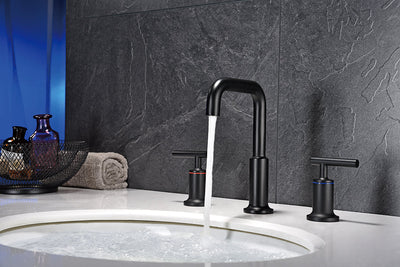 8 in. Widespread 2-Handle Bathroom Faucet with Supply Lines in Matte Black