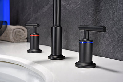 8 in. Widespread 2-Handle Bathroom Faucet with Supply Lines in Matte Black