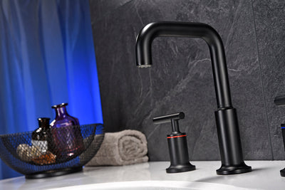 8 in. Widespread 2-Handle Bathroom Faucet with Supply Lines in Matte Black