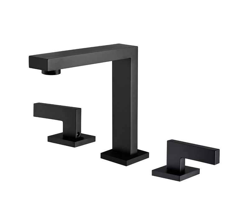 Widespread 2-Handle Bathroom Faucet with Supply Lines in Matte Black