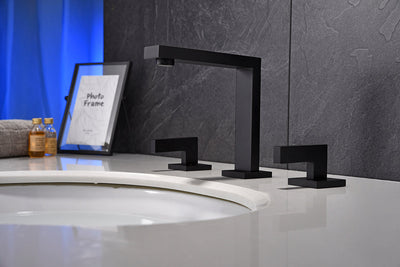 Widespread 2-Handle Bathroom Faucet with Supply Lines in Matte Black