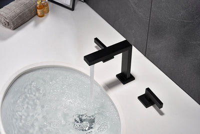 Widespread 2-Handle Bathroom Faucet with Supply Lines in Matte Black