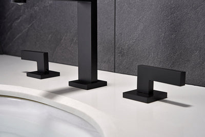 Widespread 2-Handle Bathroom Faucet with Supply Lines in Matte Black