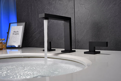 Widespread 2-Handle Bathroom Faucet with Supply Lines in Matte Black