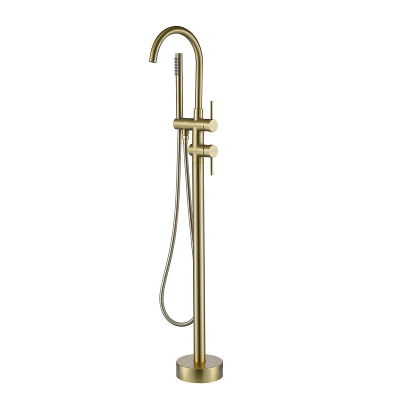 Tub Faucet Freestanding Brushed Gold Bathtub Faucet With Handheld Shower