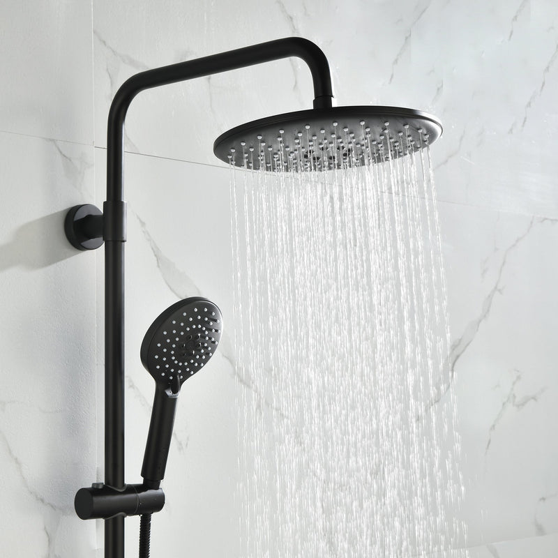 10 in. Wall Mount Dual Shower Heads with Handheld Shower  in Matte Black