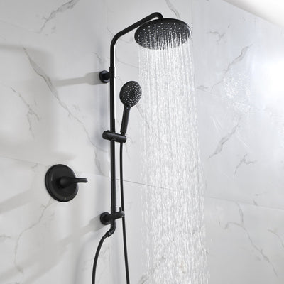 10 in. Wall Mount Dual Shower Heads with Handheld Shower  in Matte Black