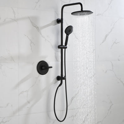 10 in. Wall Mount Dual Shower Heads with Handheld Shower  in Matte Black