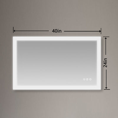 40-in W x 24-in H x 1.5-in D LED Bathroom Mirror