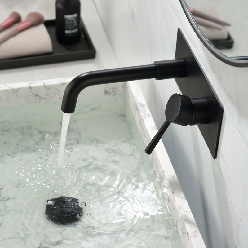 Matte Black Wall Mounted Bathroom Faucet