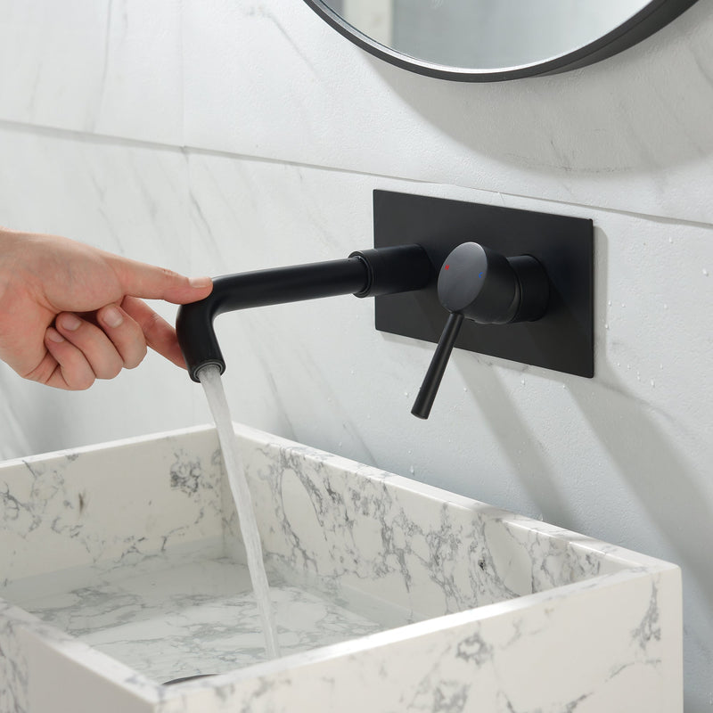 Matte Black Wall Mounted Bathroom Faucet