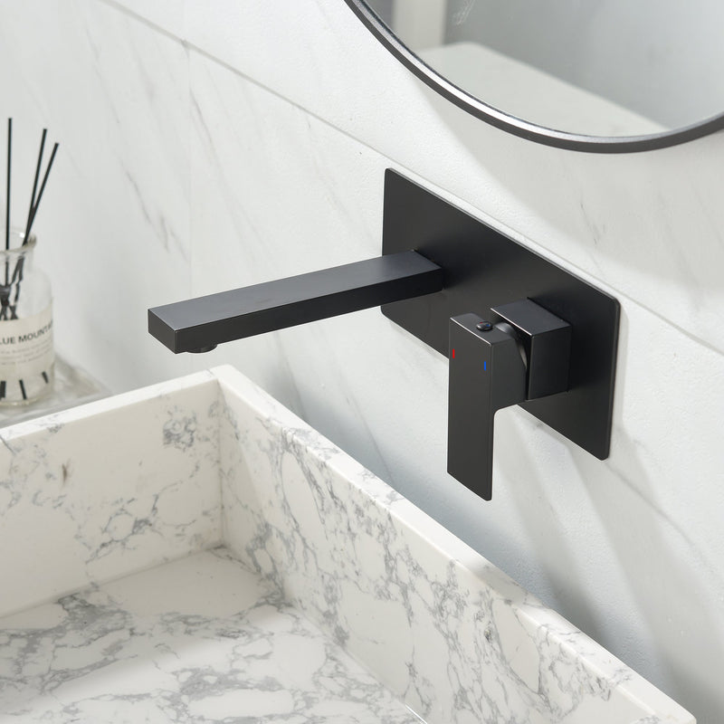 Matte Black Wall Mounted Bathroom Faucet