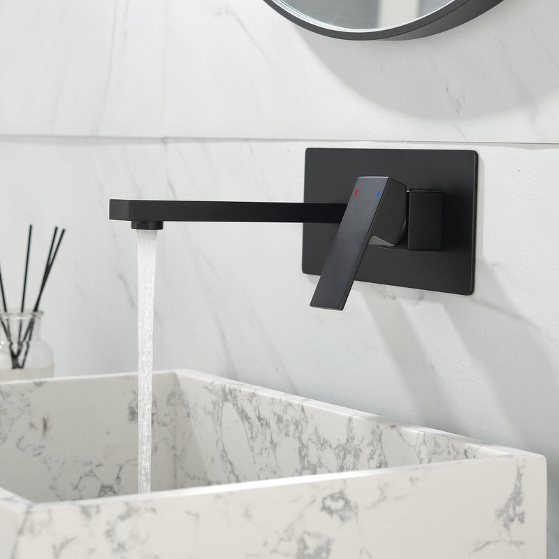 Matte Black Wall Mounted Bathroom Faucet