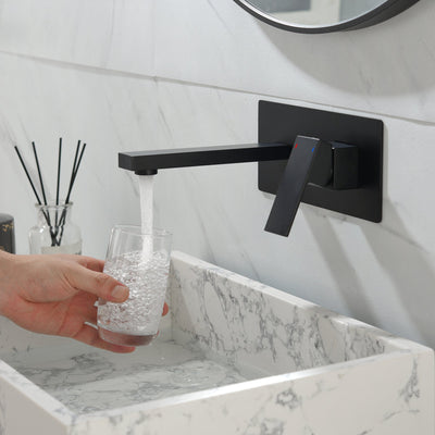 Matte Black Wall Mounted Bathroom Faucet