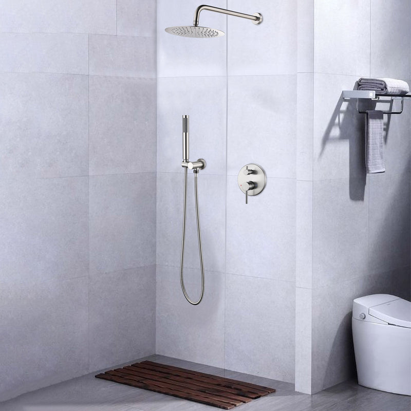 Brushed Nickel Complete Shower System with Rough-in Valve