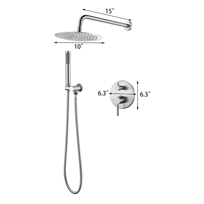 Brushed Nickel Complete Shower System with Rough-in Valve