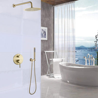 Golden Brushed Complete Shower System with Rough-in Valve